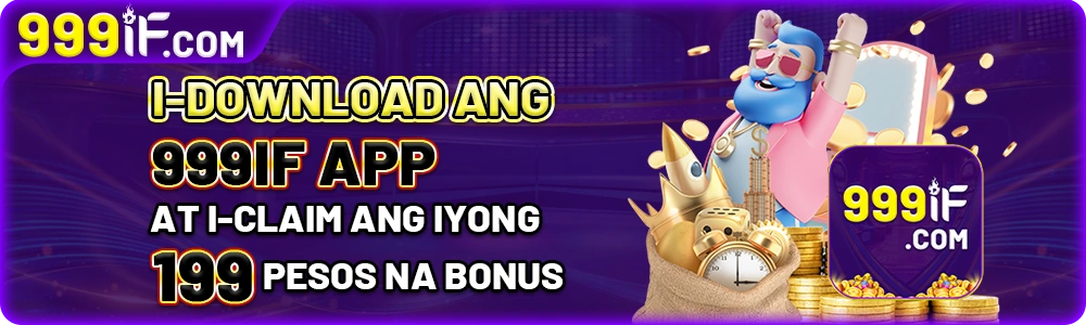 Mobile view of 999IF app download interface with login and register options